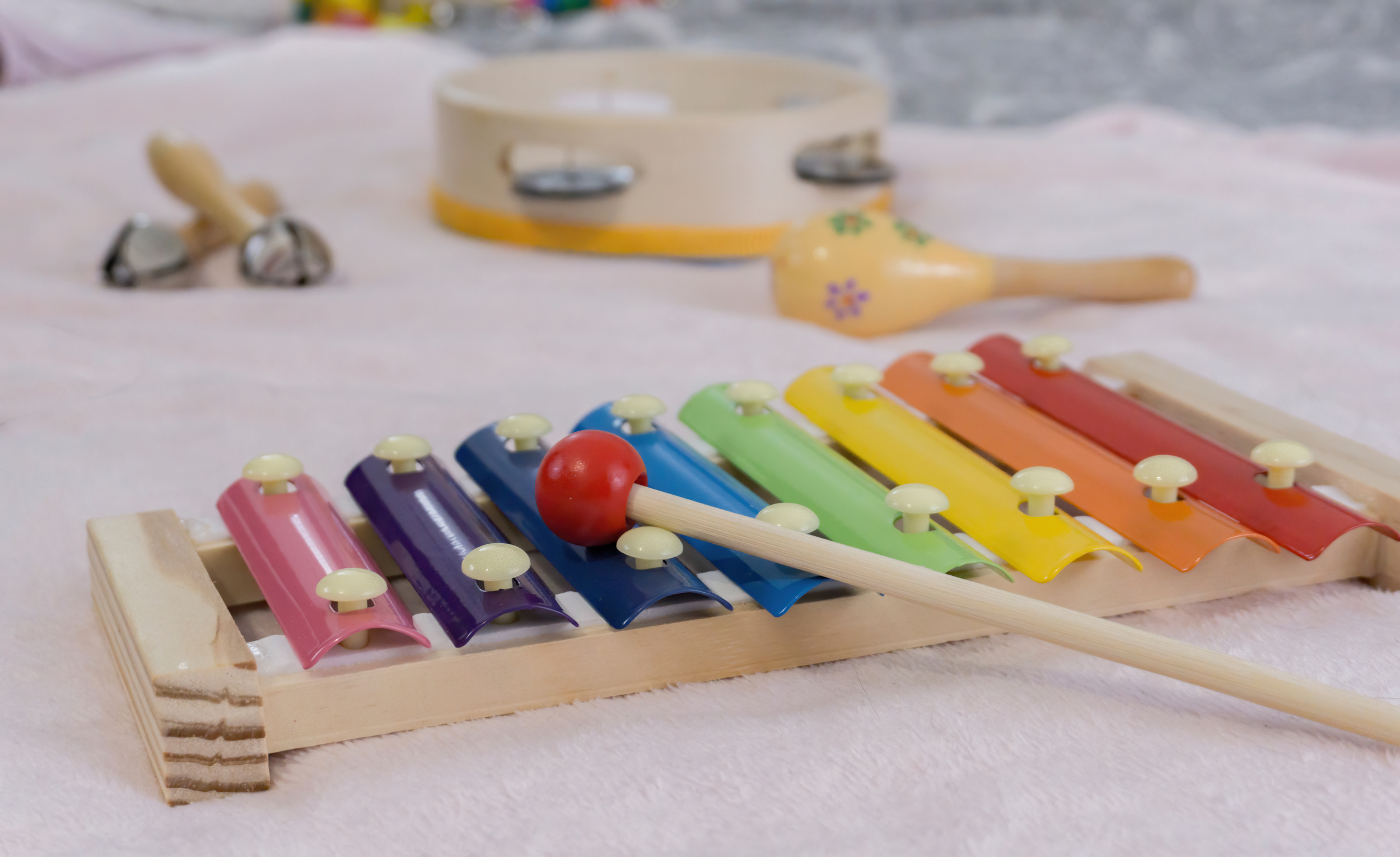 colorful musical instruments for children for early stimulation, motor skills and music learning from a young age